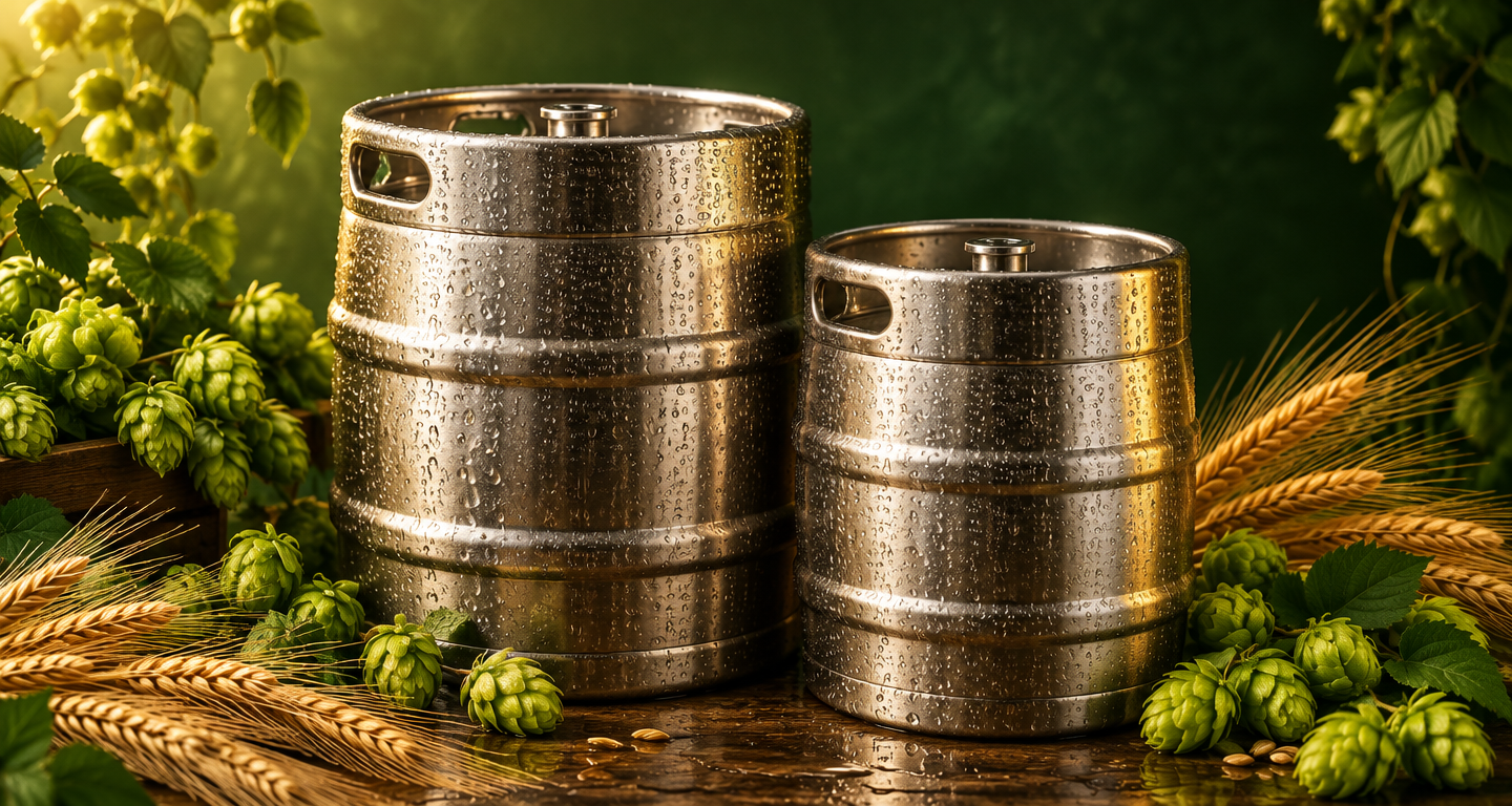 Keg bia hơi Hà Nội tươi mát cùng hoa bia và lúa mạch